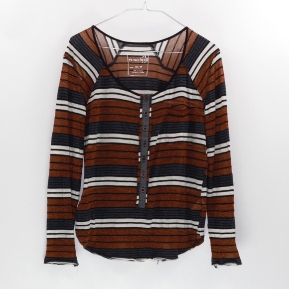 🛑SOLD🛑Free People “We the Free” Metallic Stripe - Picture 3 of 5